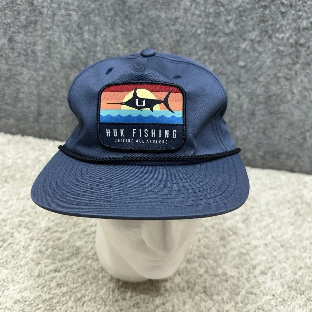 Huk Fishing strap back hat cap adjustable uniting all anglers blue